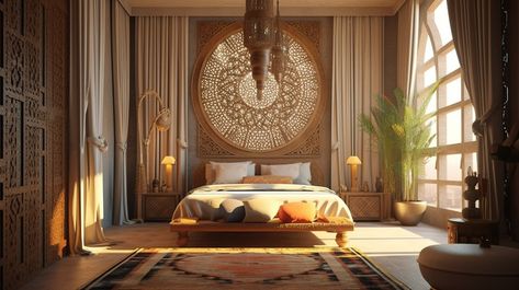 Arab Bedroom, Arabian Bedroom, Bedroom Backgrounds, Opulent Bedroom, Carved Headboard, Girl Bedroom Walls, Inspired Bedroom, Arabic Pattern, Music Decor