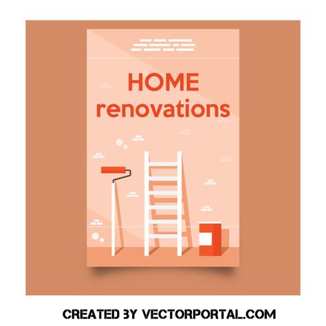 Home renovation vector image Renovation Poster Design, Simple Poster, Ads Creative, Free Vectors, Free Vector Graphics, Site Design, Graphic Design Illustration, Home Renovation, Free Vector Images