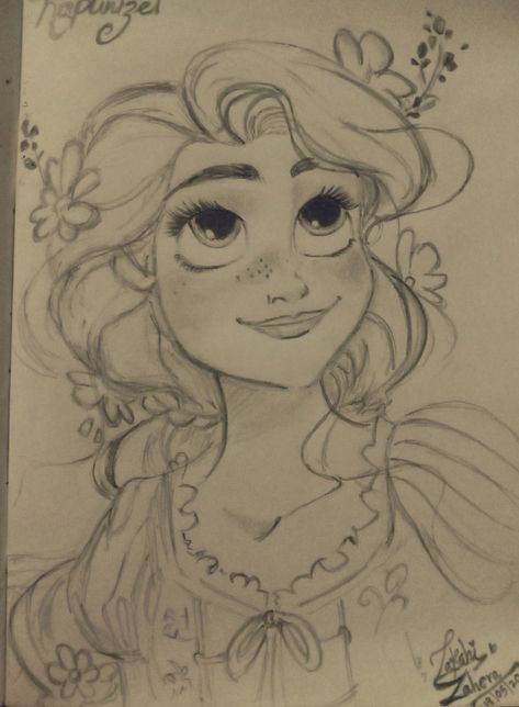 Disney princess pencil drawing Disney Princess Pencil Sketch, Drawing Ideas Easy Disney Princess, Drawing Of Disney Princess, Drawing Of Rapunzel, Rupunzle Drawing Easy, Disney Inspired Drawings, Disney Character Sketches Easy, Rupanzel Drawing Pencil, Disney Princess Sketches Pencil