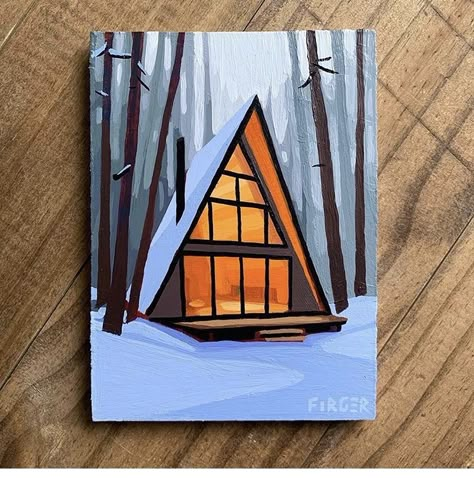 Acrylic Xmas Painting Ideas, 14x18 Canvas Painting Ideas, Chris Firger, Nature Canvas Art, Small Canvas Paintings, Canvas Painting Tutorials, Simple Canvas Paintings, Soyut Sanat Tabloları, Gouache Art