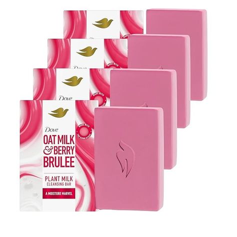 Amazon.com : Dove Plant Milk Cleansing Bar Soap Oat Milk & Berry Brulee Moisture Marvel 4 Count for Moisturized Skin Gentle Cleanser, No Sulfate Cleansers or Parabens, 98% Biodegradable Formula 5 oz : Beauty & Personal Care Plant Milk, Plant Based Milk, Body Bars, Gentle Cleanser, Oat Milk, Glass Skin, Skin So Soft, Bar Soap, Natural Skin