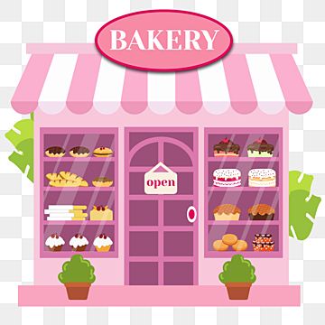 pink,bakery,clipart,food,sweets,cake,breakfast,plant,bakery Cute Shop Illustration, Bakery Shop Drawing, Plant Bakery, Bakery Cartoon, Bakery Drawing, Bakery Illustration, Bakery Clipart, Pink Bakery, Shop Clipart