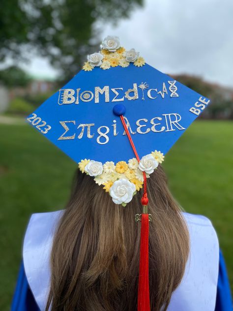 Biomedical Engineering Graduation Cap, Graduation Cap Designs Engineering, Engineer Graduation Pictures, Engineer Graduation Cap, Engineering Graduation Cap, Biomedical Engineering Aesthetic, 2024 Prep, Engineering Graduation, Engineer Graduation