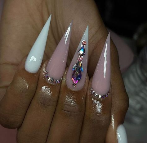 Nail Barb Supplies🦄💗🛍✨ on Instagram: “talk about NEAT and CRISP asf😍 our brand boo @mjsnailgarden__ using our “diamond top coat”✨💕 #stillettonails #stilleto #stilettonails…” Prom Nails Stiletto, Stiletto Nails Designs Unique, Medium Stiletto Nails, Stiletto Nail Design, Better Nails, Stilleto Nails Designs, 2022 Nails, Almond Acrylic, 2024 Nails