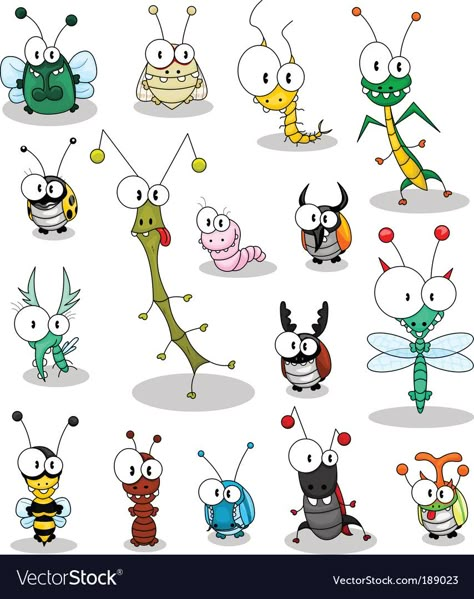 Bugs Cartoon, Bug Vector, Cartoon Insects, Bug Rocks, Cartoon Bugs, Bug Cartoon, Doodle Doodle, Happy Paintings, Bugs And Insects