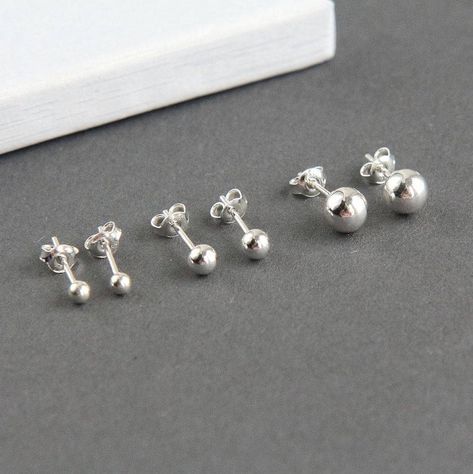 Silver Stud Earrings Minimalist Earrings Sterling Silver #gadget Dot Earrings, Ball Stud Earrings, Ball Earrings, Tiny Studs, Tiny Stud Earrings, Hair Stuff, Earrings Minimalist, Birthstone Earring, Silver Stud Earrings