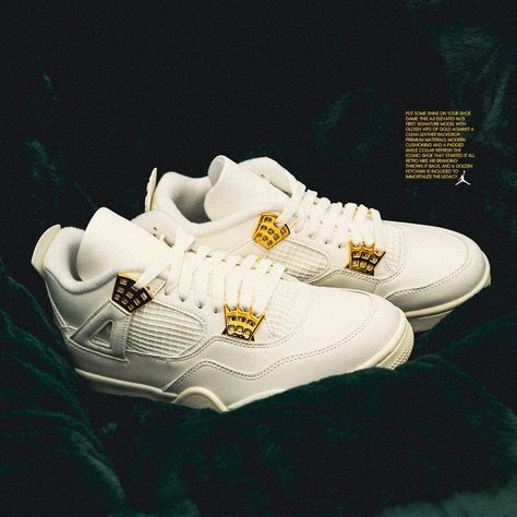 Tops & Bottoms USA | Shine bright with the Air Jordan 4 Retro Metallic Gold. Set to release on Mar 09, 2024. Raffle is live on our website, link in bio.… | Instagram Jordan 4 Retro Metallic, Metallic Gold Shoes, Jordan 4 Black, Birthday Collage, Jordan 4s, Retro 4, Shoes Sneakers Nike, Womens Air Jordans, Cute Nike Shoes