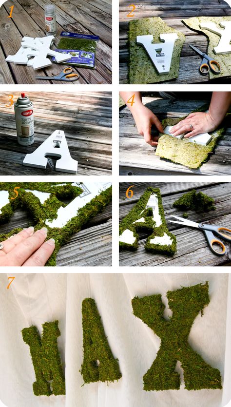 Welcome to my very last party post for a little while! The last thing I want to share with you is how I made the moss covered letters. well, maybe want isn't the right word. I could chat about my p... Moss Covered Letters, 4de Verjaardag, Moss Letters, Diy Moss, Woodland Birthday Party, Forest Party, Fairy Garden Party, Wild One Birthday Party, Woodland Birthday