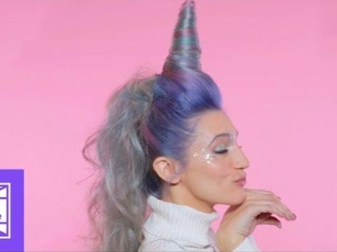 There’s now a unicorn hair tutorial — and yes, it includes a horn Rainbow Dyed Hair, Wacky Hair Day Ideas, Unicorn Hair Color, Wacky Hair Day, Dyed Tips, Hair Dye Tips, Best Hair Dye, Hair Dyed, Wacky Hair Days