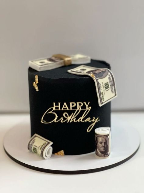 38 Birthday Cake Men, Money Cakes For Men, 18th Birthday Party Ideas Men, 25th Birthday Decoration For Him, Cake Money Design, Elegant Cake For Men, Mens Bday Cakes, Money Birthday Cake For Men, Cake For 18th Birthday Boy