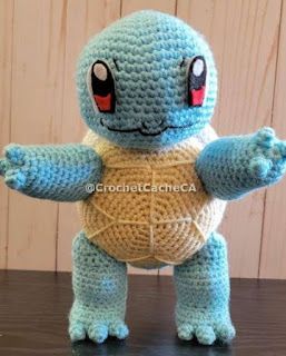 Squirtle Crochet Pattern, Yoda Crochet Hats, Pokemon Amigurumi, Pokemon Crochet Pattern, Crochet Ornament Patterns, Double Crochet Decrease, Crochet Pokemon, Pokemon Pattern, Childhood Characters