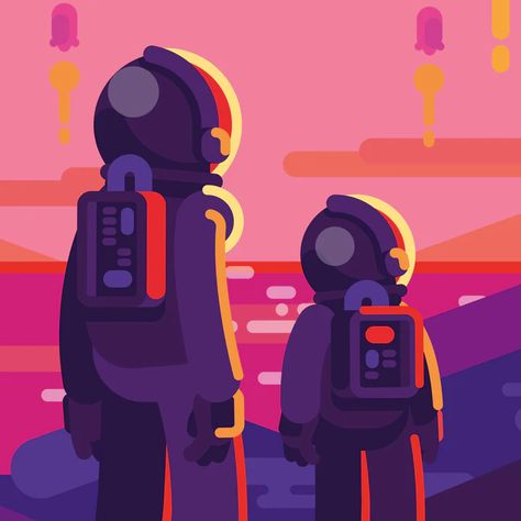 Posters – in a nutshell–kurzgesagt Two Astronauts, Astronaut Illustration, Posters Wall Art, Neon Aesthetic, Posters Wall, In A Nutshell, Deck Design, Flat Illustration, Editorial Illustration