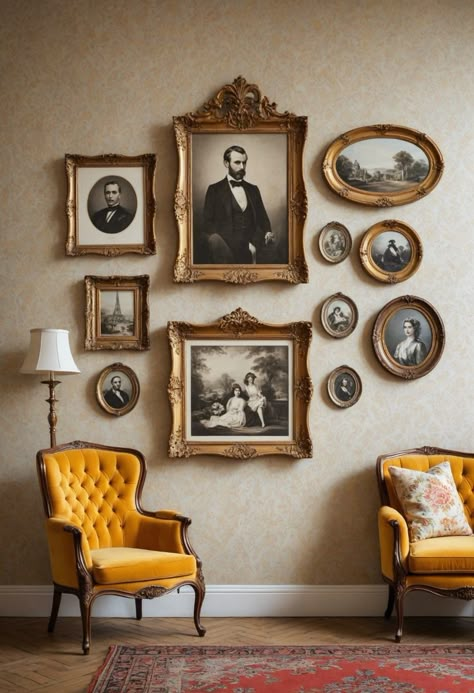 This article contains 5 beautiful vintage style wall arts that you can purchase. Hope you like the article and enjoy going through products. Thankyou. #HomeDecor #Wall #Wallart #livingroomdesign #vintagestylehome Classic Frames On Wall, Vintage Frame Photo Wall, Vintage Photo Gallery Wall, Vintage Wall Ideas, Classic Wall Painting, Frames Wall Ideas, Classic Wall Paint, Vintage Salon Decor, Victorian Living Room Decor