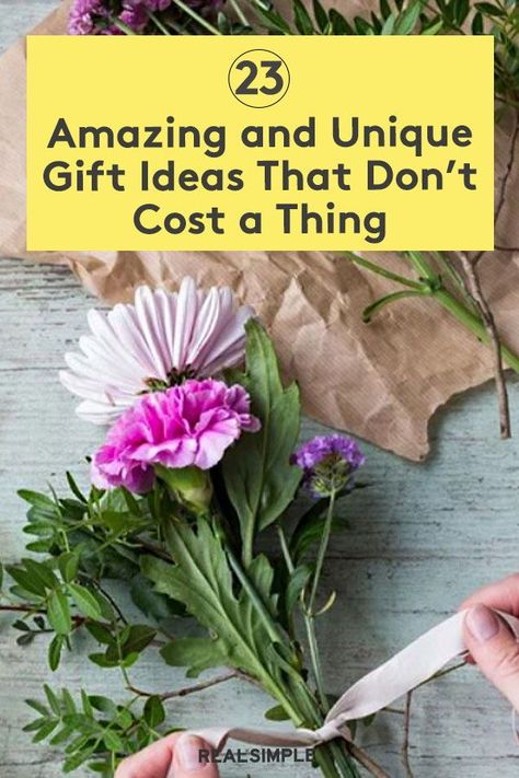 23 Amazing Gift Ideas That Don’t Cost a Thing | Check out these 23 free gift ideas to consider for the holidays, birthdays, anniversaries, or any other gift-giving occasion. Even if you aren’t particularly crafty, you should be able to pull off something special and meaningful to celebrate without spending very much money. #realsimple #bestgiftideas #giftsforher #giftsforhim #gifts Gifts That Dont Cost Money, Free Birthday Gift Ideas, Gifts That Cost Nothing, Meaningful Birthday Gifts, Free Gift Ideas, Thrifty Christmas, Free Gift Idea, Meaningful Gift Ideas, Best Graduation Gifts