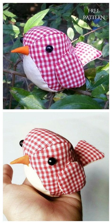 DIY Vintage Fabric Spring Bird Free Sewing Patterns & Tutorials | Fabric Art DIY Bird Free, Animal Sewing Patterns, Sewing Stuffed Animals, Bird Gifts, Small Sewing Projects, Easter Decoration, Fabric Animals, Pattern Tutorial, Fabric Birds