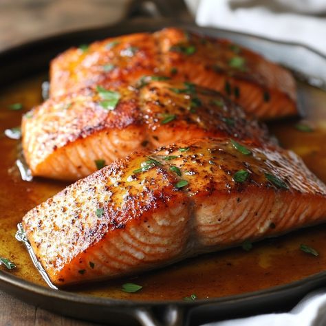 Perfectly Pan-Seared Cajun Honey Butter Salmon Pan Fried Salmon Recipes, Buttery Salmon, Cajun Honey Butter Salmon, Honey Butter Salmon, Fried Salmon Recipes, Fried Cheese Bites, Cajun Salmon, Asparagus And Mushrooms, Pan Fried Salmon