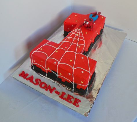 Number 1 Spiderman birthday cake Spiderman Smash Cake, Number 1 Cake, Cake Balloon, 1st Bday Cake, Number Birthday Cakes, Spiderman Birthday Cake, Superhero Birthday Cake, Parties Ideas, Toddler Birthday Party