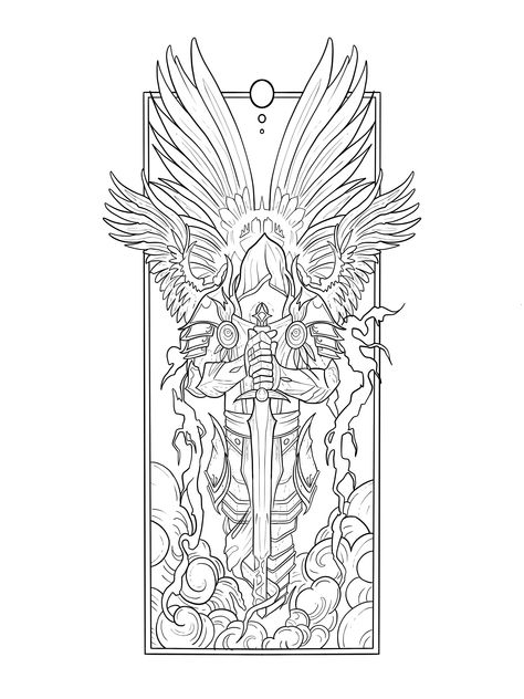 Azrael Tattoo, Angel Demon Tattoo, Cross Tattoo Neck, Guardian Angel Tattoo Designs, Guardian Angel Tattoo, Demon Tattoo, Illustration Art Kids, Forearm Sleeve Tattoos, Angel Tattoo Designs