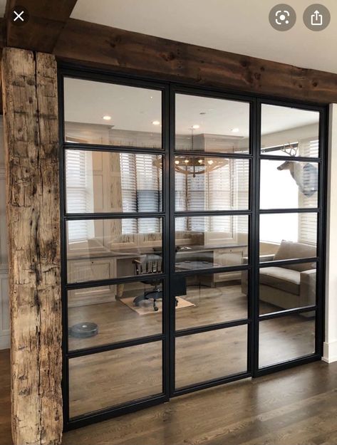 Office Doors For Home, Steel Glass Doors, Porte In Ferro, Office Doors, Glass Room Divider, Doors Modern, Eclectic Bathroom, Office Remodel, Glass Barn Doors