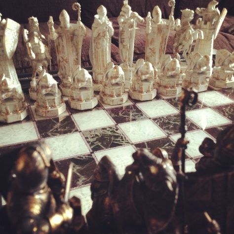 Harry Potter chess set got delivered recently! :D Wizards Chess Aesthetic, Wizard Chess Aesthetic, Harry Potter Chess Board, Wizards Chess, Hogwarts Script, Harry Potter Chess Set, Harry Potter Chess, Wizard Chess Set, Chess Aesthetic