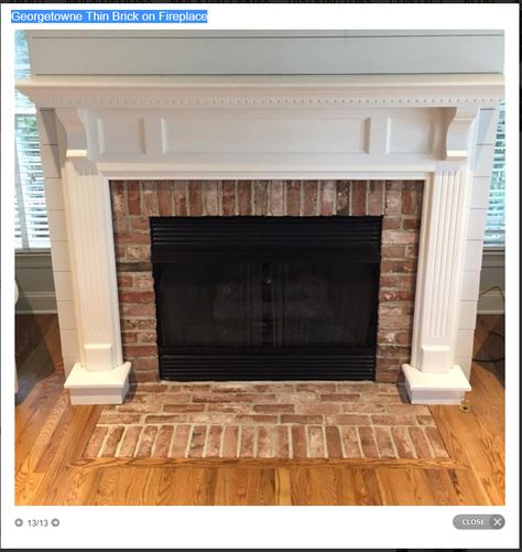 Fireplace Refacing, Reface Fireplace, Veneer Fireplace, Fireplace Brick, Fireplace Facing, Fireplace Redo, Brick Hearth, Diy Fireplace Makeover, Fireplace Tile Surround