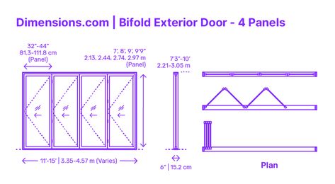 A bifold exterior door with 4 panels is a door system consisting of four door panels hinged together, which can be folded to one side when opened. Typically made of materials such as wood, fiberglass, or metal, these panels fit into a single door frame and are divided into smaller sections to allow for neat folding. Downloads online #foldingdoors #bifolddoors #doors #construction #buildings Bifold Exterior Doors, Wood Folding Doors, Concertina Doors, Folding Closet Doors, Stacking Doors, Drawing Room Design, Folding Glass Doors, Sliding Folding Doors, Door Plan