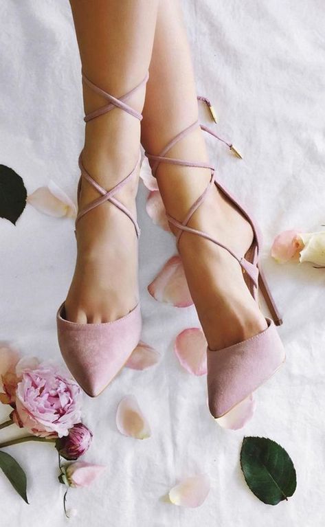 These dusty rose lace-up heels were made for walking… down the aisle in style! Rose Lace, Combat Boot, Prom Shoes, Suede Lace, Pink Suede, Pink Shoes, On The Ground, Crazy Shoes, Shoe Obsession