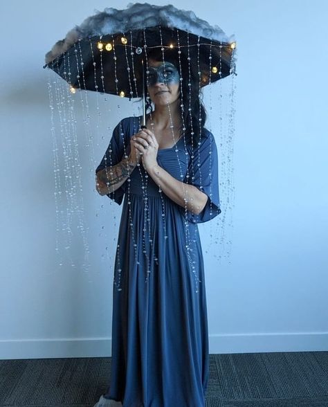 Storm Cloud Halloween Costume, Stormy Weather Costume, Umbrella Halloween Costume, Rain Cloud Halloween Costume, Costumes With Umbrellas, Gray Costume, Cloud Umbrella, Halloween Costumes With Lights, Rain Costume Women