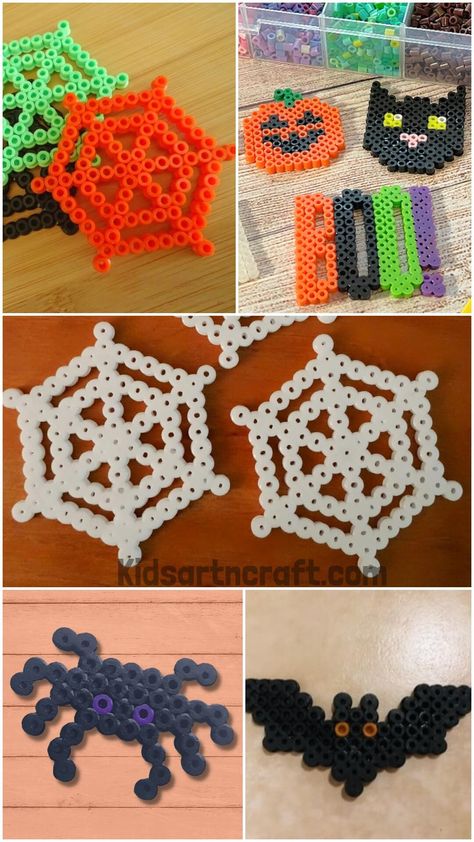 Spider Perler Bead Patterns Small Halloween Perler Bead Patterns, Halloween Pony Bead Crafts, Perler Beads Ideas Halloween, Halloween Hama Beads Patterns, Perler Bead Spider, Spider Perler Beads, Fall Perler Bead Patterns, Halloween Perler Bead Patterns, Spider Web With Spider