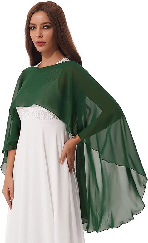 Freebily Women Chiffon Shawl Cape High-Low Tops Capelet Bridal Wedding Evening Wraps Bolero Shrug Burgundy One Size : Amazon.co.uk: Fashion Green Bolero, Wedding Capelet, Cute Church Outfits, Beach Shawl, Shawl Wedding, Evening Wraps, Chiffon Tunic, Chiffon Shawl, Bolero Shrug