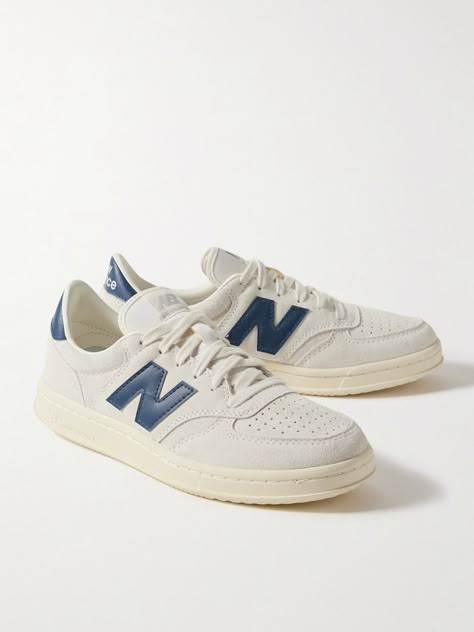 Inspired by on-court styles, New Balance's 'CT500' sneakers were first introduced in 1982. Today, they're updated with panels of suede with leather trims. Finishing touches include a perforated toe box, herringbone-patterned soles and branding on the heel and tongue. Mens Classic Shoes, Men New Balance Shoes, Men S New Balance, Men’s Casual White Sneakers, Men’s Trendy Sneakers 2024, Mens Shoes 2024 Trends, Mens New Balance Shoes Outfit, Cool Shoes Men, Mens Latest Fashion Trends