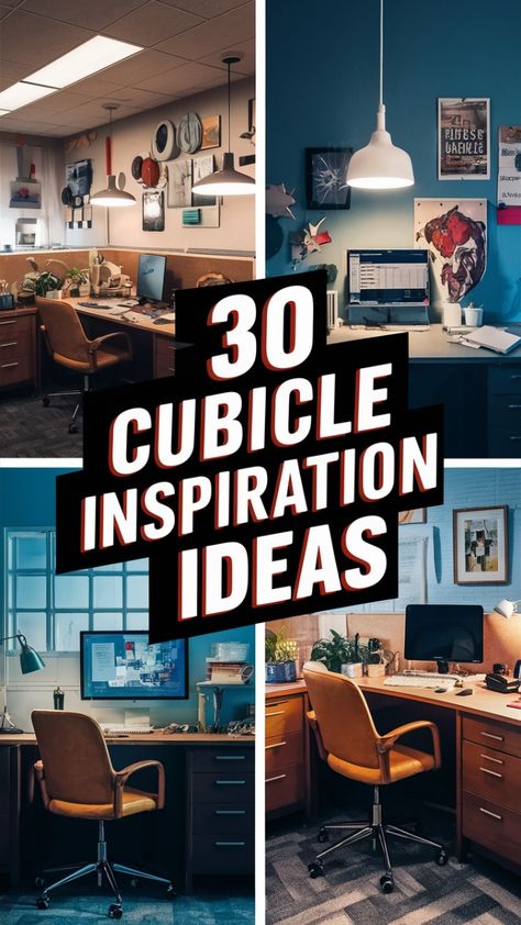 Explore stylish and practical ideas to personalize your cubicle. Dive into our website for more office design tips! Low Budget Office Design, Graphic Design Office Ideas, Decorated Office Cubicles, Inexpensive Office Decor, Mens Cubicle Decor, Office Cubicles Ideas, Corporate Office Cubicle Design, Modern Office Cubicle Design, Office Cubby Decorating Ideas