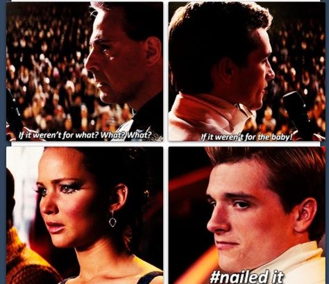 THAT FACE. Katniss and Peeta reaction to pregnancy. She should of held the stomach so it looks like shes pregnant even more. Hunger Games Jokes, Divergent Hunger Games, Hunger Games Katniss, Hunger Games Cast, Hunger Games Memes, Hunger Games Quotes, Hunger Games Fandom, Funny Tumblr, Hunger Games Humor