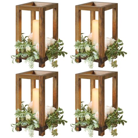 PRICES MAY VARY. 【Quantity and Size】: You will receive 4Pcs Wooden Lanterns wedding centerpiece and 1 screwdriver, (note: flowers and candles are not included). The size of each wooden frame is 13.97cm/5.5in long, 13.9cm/5.47in wide, 26.9cm/10.5in high, which can achieve stability and safety function without taking up too much space, making it suitable for various sizes of rooms and environments. 【Easy to Match】: These white or brown Lanterns centerpiece table decorations can be paired with LED Indoor Lanterns Decor, Party Lanterns, Lanterns Wedding, Wedding Lantern, Lantern Wedding, Lantern Centerpiece, Beautiful Wedding Centerpiece, Lantern Centerpiece Wedding, Wooden Lantern