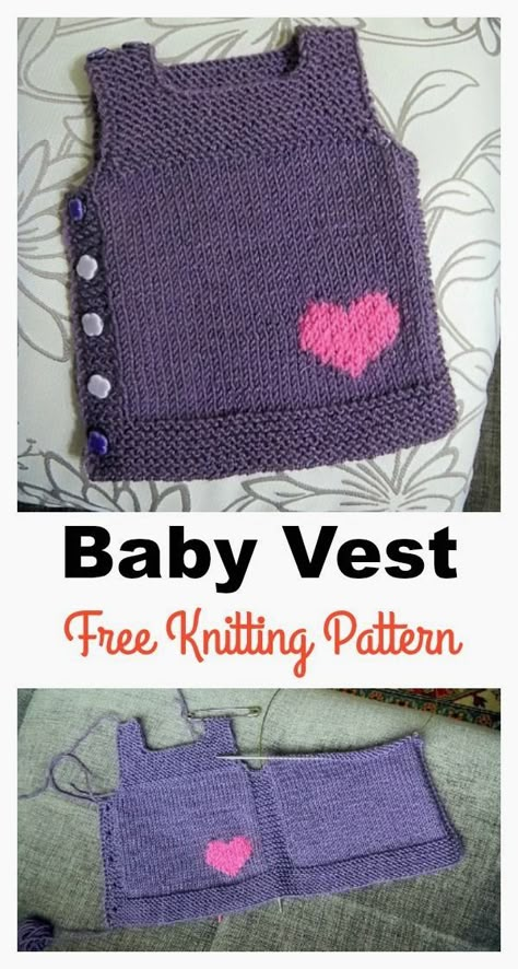 Knitted Baby Vest, Vest Pattern Free, Knit Vest Pattern, Knit Baby Sweaters, Baby Cardigan Knitting Pattern, Baby Knitting Patterns Free, Easy Knitting Patterns, Vest Pattern, Baby Vest