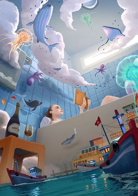 Dream Art Surrealism, Illustration Pop Art, Surealism Art, Nostalgia Art, Perspective Art, Surrealism Painting, Dessin Adorable, 판타지 아트, Illustrations And Posters