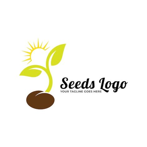 Plant Logo Design Ideas, Seed Logo Design, Growth Logo Design, Sprout Logo, Seed Illustration, Seed Logo, Growth Plant, Plant Logo, Seed Balls