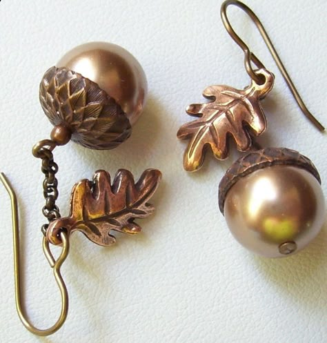 Acorn Gifts, Acorn Jewelry, Acorn Earrings, Metal Clay Jewelry, Fall Earrings, Oak Leaves, Fall Jewelry, Handcrafted Earrings, Pretty Earrings