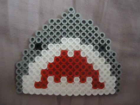 Jaws by TsukiHimeChii - Kandi Photos on Kandi Patterns Shark Perler Beads, Hamma Beads Ideas, Easy Perler Bead Patterns, Pokemon Perler Beads, Melty Bead Patterns, Easy Perler Beads Ideas, Hama Beads Design, Beads Ideas, Hama Beads Patterns