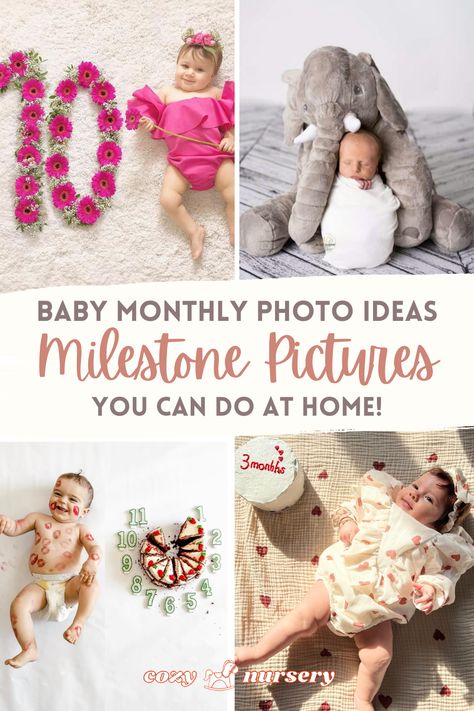 11+ Baby Monthly Photo Ideas: Milestone Pictures You Can Do at Home – Cozy Nursery Month Newborn Pictures, 7 Week Old Photoshoot, 7 Month Pictures, Baby Photos Month By Month, Newborn Monthly Photo Ideas, First Year Monthly Picture Ideas, Baby Milestones Pictures Ideas, 6 Month Milestone Picture Ideas, Creative Milestone Baby Pictures