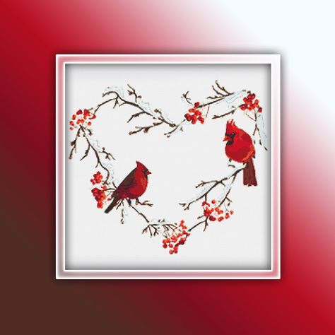 Cardinal Cross Stitch Pattern Free, Cross Stitch Cardinal, Small Cross Stitch Patterns Free, Cardinal Cross Stitch Pattern, Cardinal Crafts, Cardinal Cross Stitch, Counted Cross Stitch Patterns Free, Heart Cross Stitch Pattern, Unicorn Cross Stitch Pattern