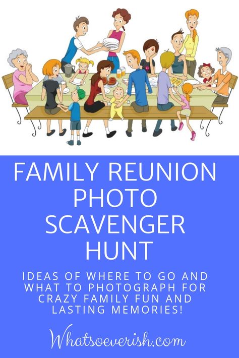 Having a family reunion? Want to capture it in a unique and fun way? On Day 1 offer a prise for the photographer in the family who captures the most unique photos using a scavenger hunt.  We did this at our last reunion and it was so much fun and our photos were amazing! Family Reunion Scavenger Hunt, Family Reunion Activities, Family Reunion Pictures, Family Reunion Photos, Having A Family, Summer Camp Games, Youth Group Activities, Photo Scavenger Hunt, Reunion Games