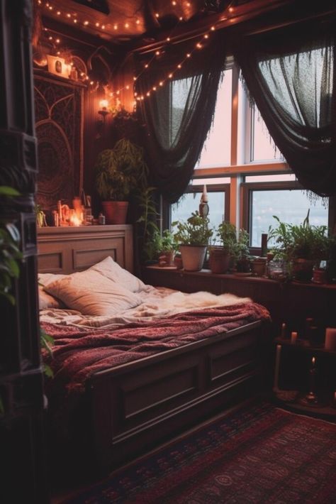 Witch Apartment, Witchy Apartment, Spooky Mushroom, Witch Bedroom, Lux Aesthetic, Witchy Bedroom Ideas, Bedroom 80s, Luxury Dorm Room, Witchy Bedroom