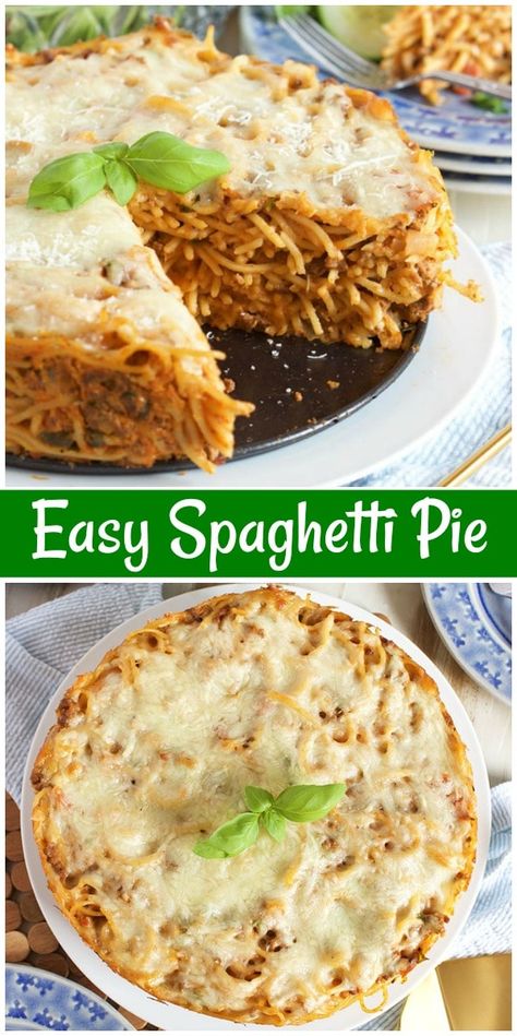 Easy Spaghetti Pie recipe from RecipeGirl.com #easy #spaghetti #pie #family #friendly #weeknight #dinner #recipe #RecipeGirl Spaghetti Torte, Spaghetti Pie Recipe, Baked Spaghetti Pie, Spaghetti Pie Recipes, Spaghetti Pie, Easy Spaghetti, Recipe Girl, Baked Spaghetti, Weeknight Dinner Recipe