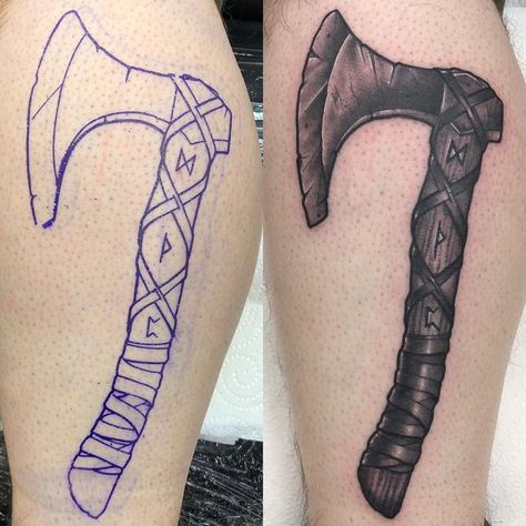 Michael Beecher on Instagram: "Here’s an axe in honor of tonight’s season 6 premiere of @historyvikings ��🪓 ⚔️ I hope you all enjoy!" Viking Axes Design Tattoo, Group Tattoos, Tattoo Stencils, Axes, Drawing Reference, Tattoos For Guys, I Hope You, Vikings, Tattoo Ideas