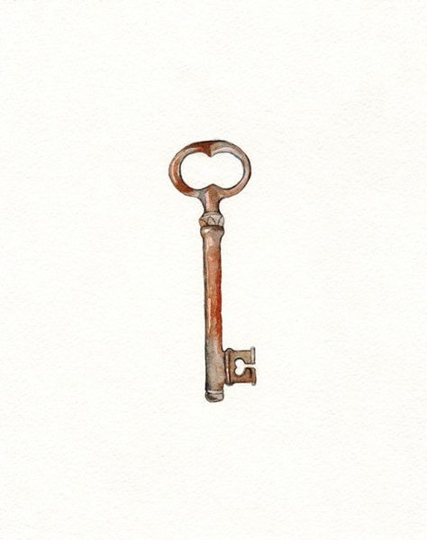 Watercolor Print Arabic Tattoo Design, Key Drawings, Love Watercolor, Key Tattoo, Keys Art, Sketch Inspiration, Vintage Keys, Key To My Heart, Skeleton Key