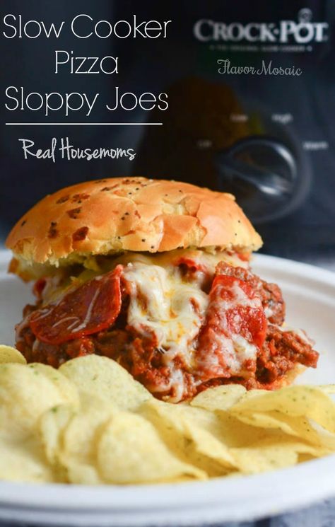 Slow Cooker Pizza Sloppy Joes | Real Housemoms Pizza Sloppy Joes, Slow Cooker Pizza, Crock Pot Pizza, Crock Pot Food, Delicious Slow Cooker Recipes, Sloppy Joes Recipe, Italian Recipe, Sloppy Joe, Crockpot Dishes