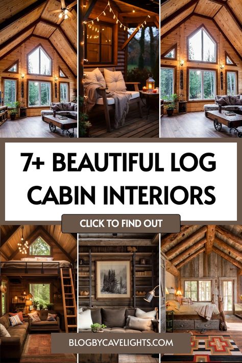 7 log cabin interiors Inside Log Cabin Homes Interiors, Mountain Home Interiors Cozy Cabin, Small Log Cabin Homes Interior, Log Cabin Interior Ideas, Log Home Interior Design, Mountain Cabin Interior, Log Cabin Interiors, Log Cabin Mobile Homes, Cabin Decor Ideas