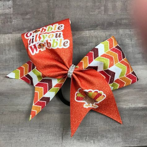 Turkey bow, gobble till you wobble, fall clothing, fall bow, glitter bow, sublimated bow, cheer bow, Turkey Bow, Thanksgiving Bow, Custom Cheer Bows, Cheer Practice, Fall Bows, Cheer Bow, Fall Clothing, Rhinestone Bow, Glitter Bow