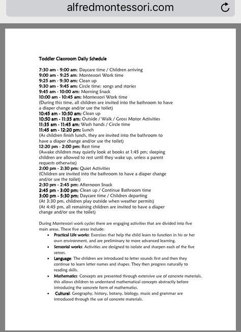 All Day Preschool Daily Schedule, Sample Daycare Schedule, One Year Old Daycare Schedule, Montessori Daycare Schedule, Daycare Teacher Essentials, Montessori Daily Schedule, Home Daycare Schedule Daily Routines, Montessori Home Daycare, Toddler Daycare Schedule